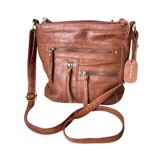 Great American Leather Works Brown Leather Crossbody Bag Organizer Purse  Womens
